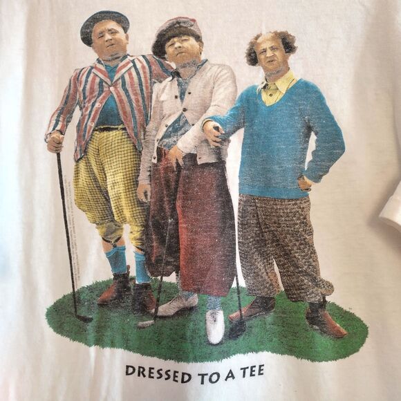 Vtg Three Stooges Dressed to a Tee Golfing Shirt Single Stitch Oneita Power T XL - Picture 2 of 8